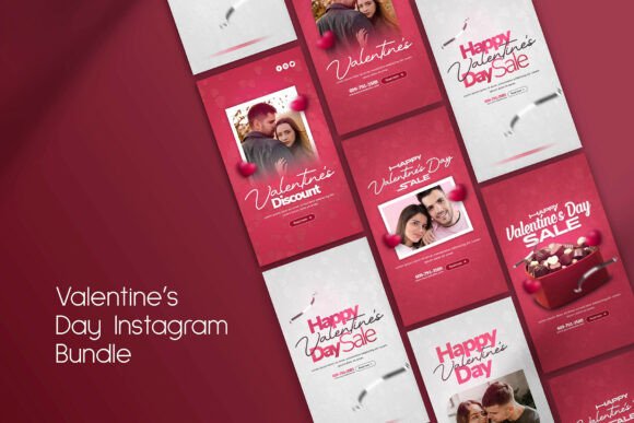 Valentine’s Day Instagram Stories Bundle: Romantic, Ready-to-Use Designs
