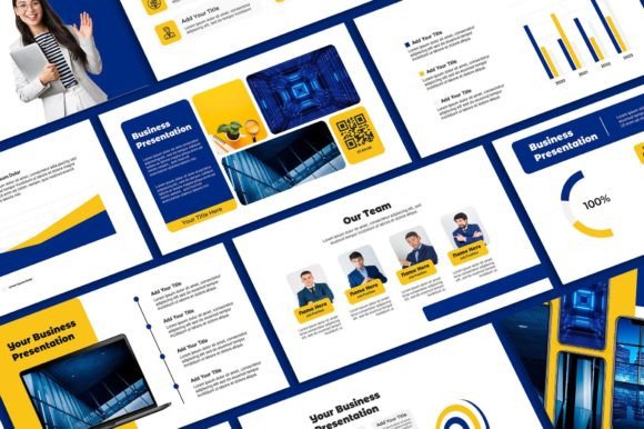 Yellow Blue Powerpoint Template: A Modern Design Asset